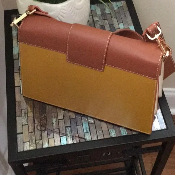 Strathberry Tricolor Crescent Colorblock Leather Shoulder Bag - Picture 7 of 16